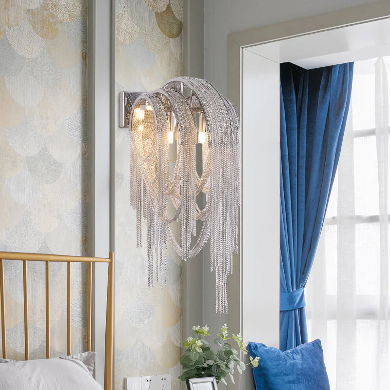 Sophian Aluminum Chain Tassel Wall Sconce - Image 8