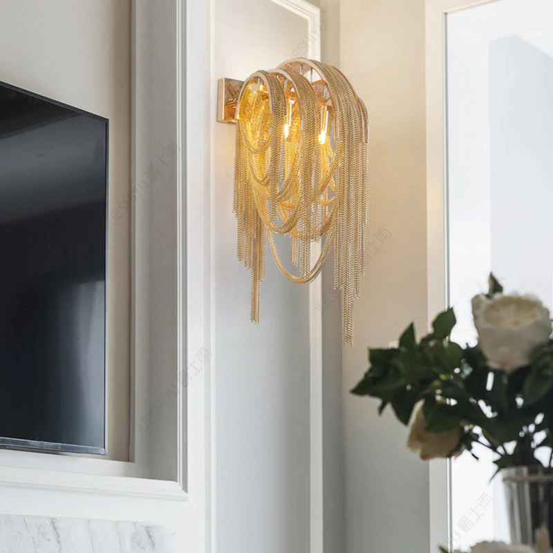 Sophian Aluminum Chain Tassel Wall Sconce - Image 9