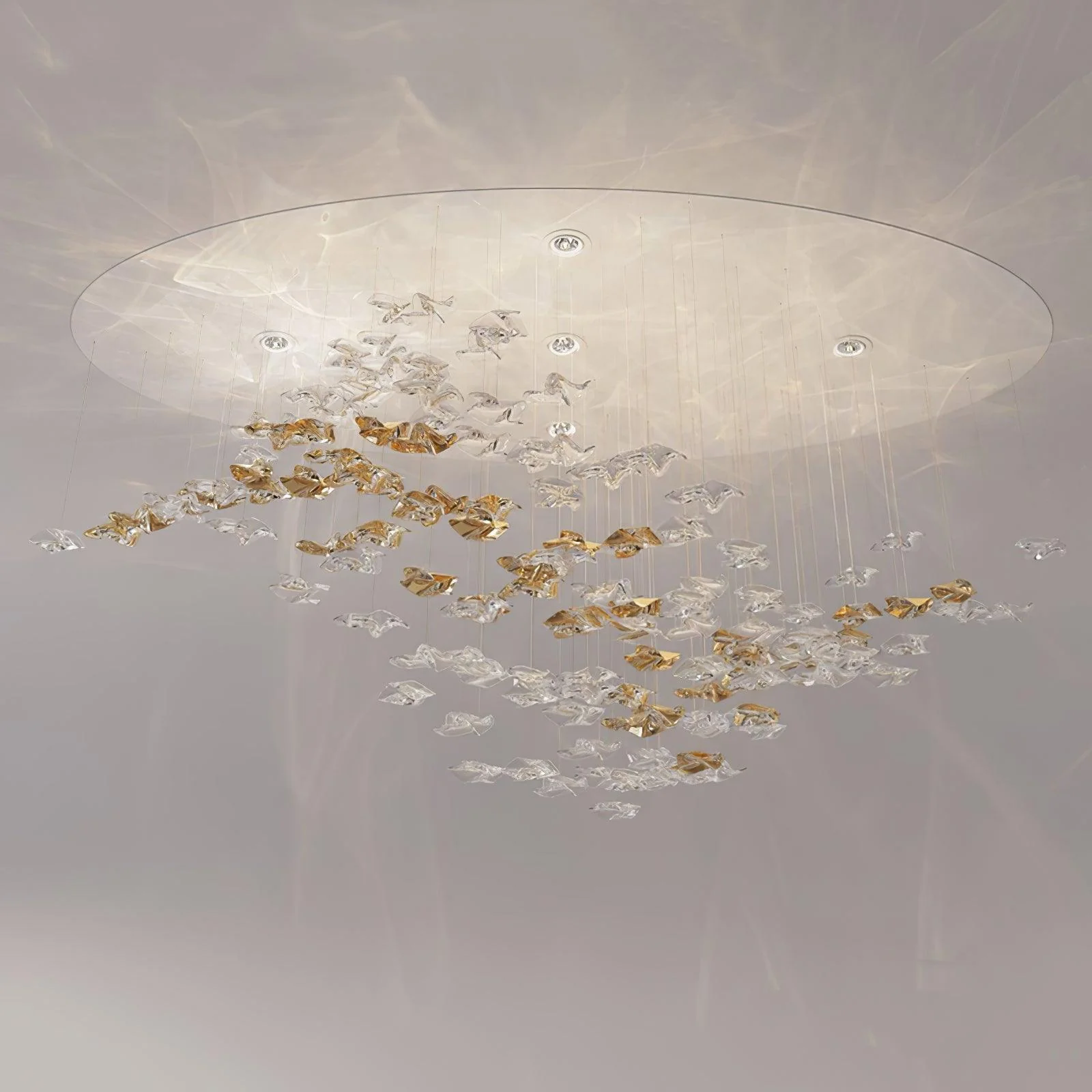 Sorin Glass Sea Chandelier, Modern Square Glass Spiral Pendant Chandelier Adjustable - Image 10