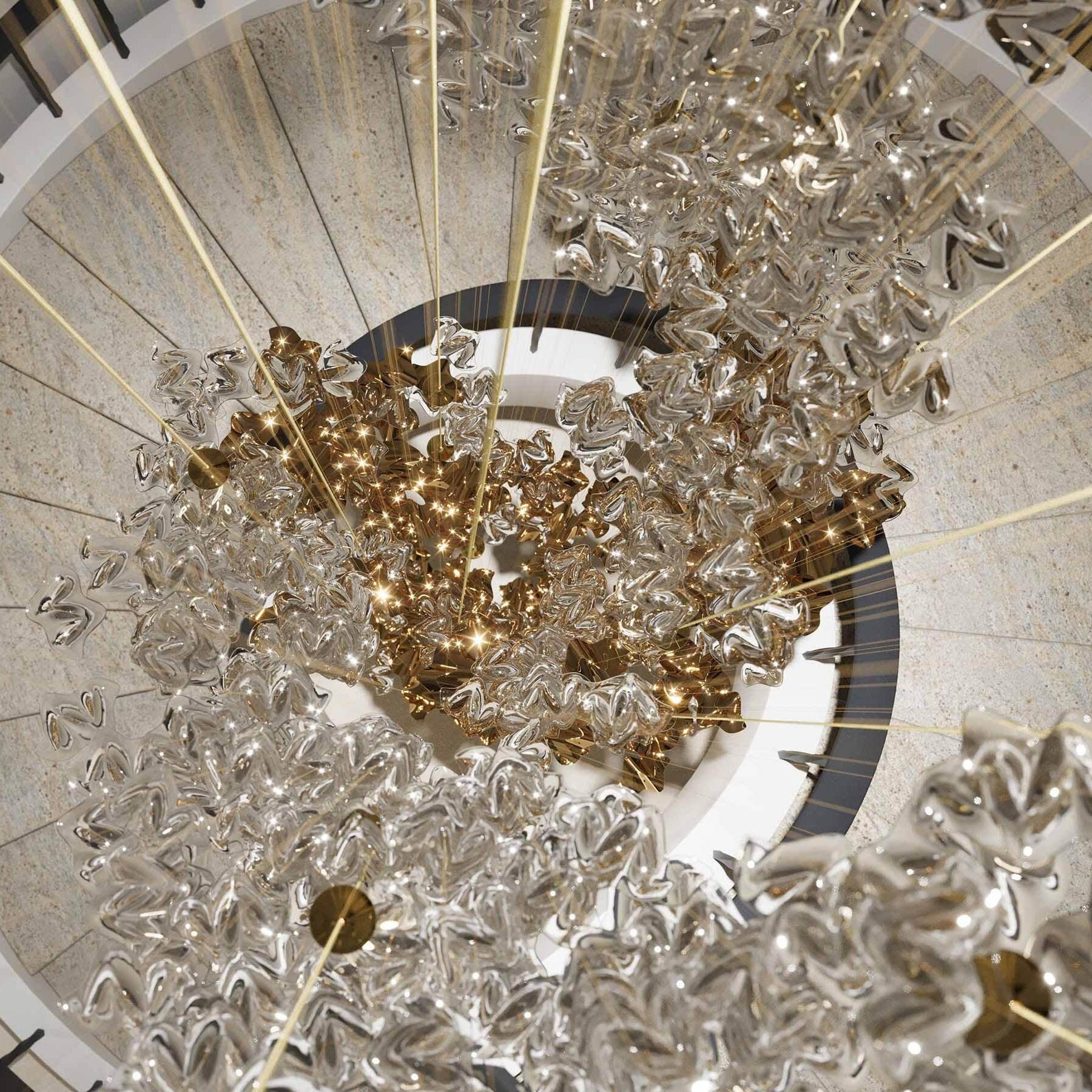 Sorin Glass Sea Chandelier, Modern Square Glass Spiral Pendant Chandelier Adjustable - Image 11
