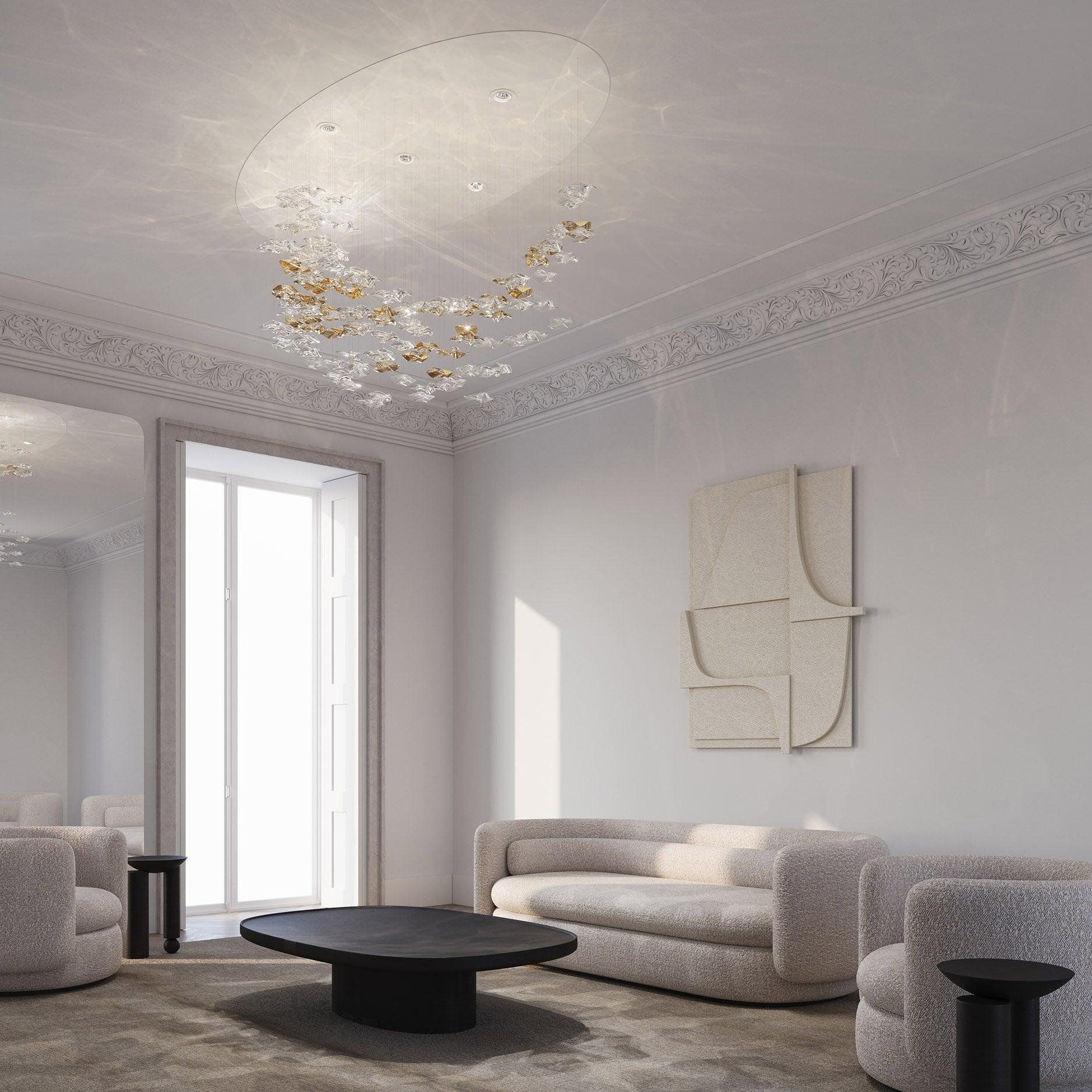 Sorin Glass Sea Chandelier, Modern Square Glass Spiral Pendant Chandelier Adjustable - Image 12