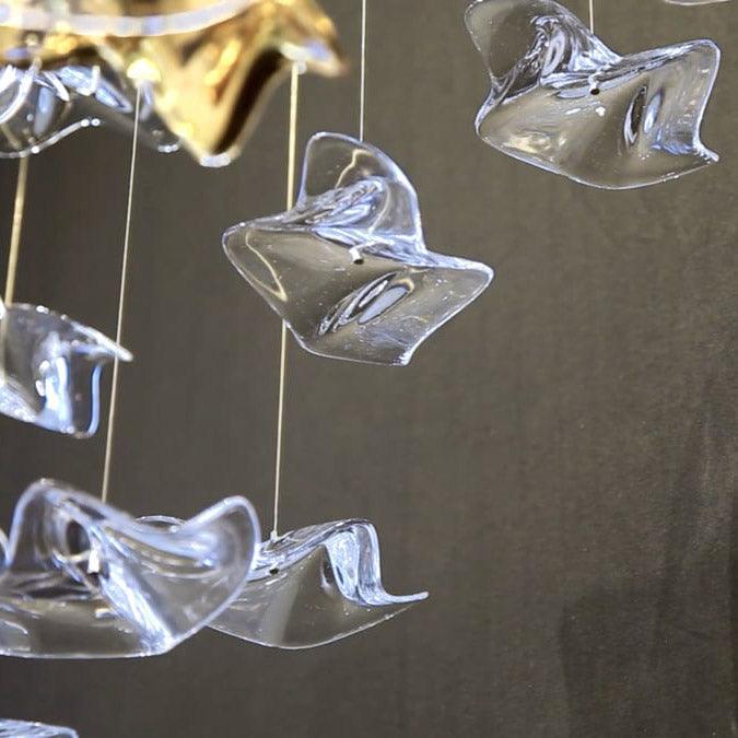 Sorin Glass Sea Chandelier, Modern Square Glass Spiral Pendant Chandelier Adjustable - Image 25