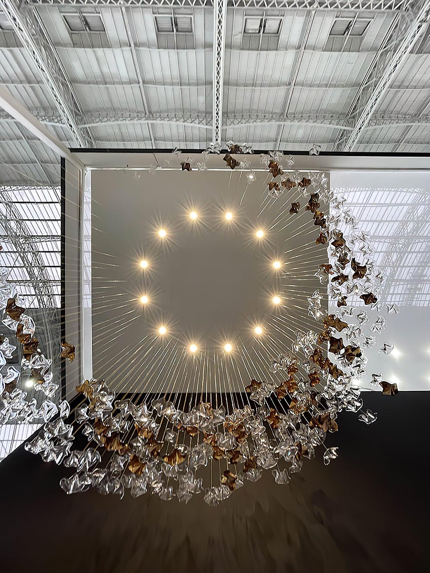 Sorin Glass Sea Chandelier, Modern Square Glass Spiral Pendant Chandelier Adjustable - Image 29