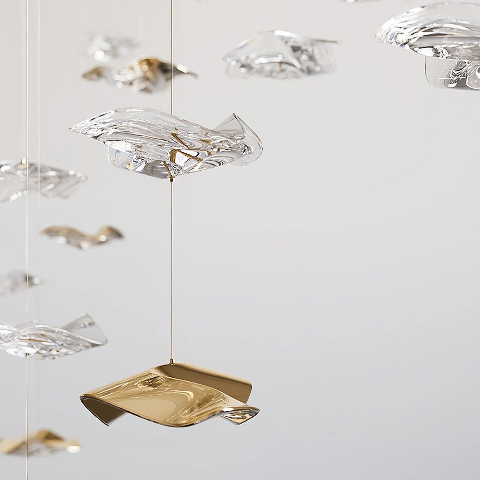 Sorin Glass Sea Chandelier, Modern Square Glass Spiral Pendant Chandelier Adjustable - Image 32