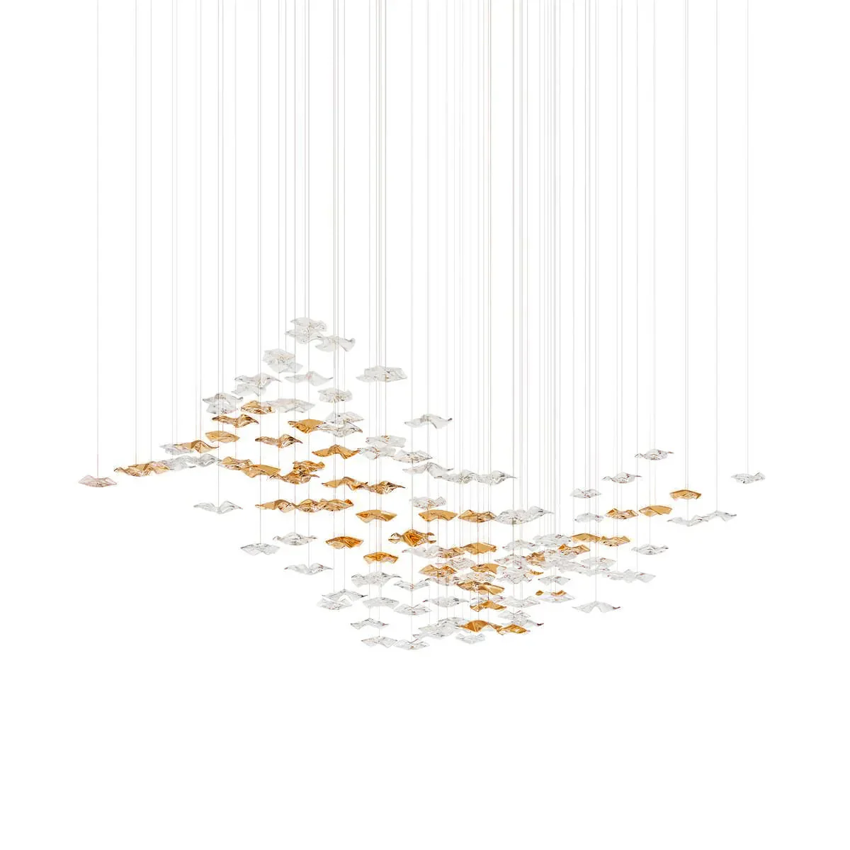 Sorin Glass Sea Chandelier, Modern Square Glass Spiral Pendant Chandelier Adjustable - Image 36