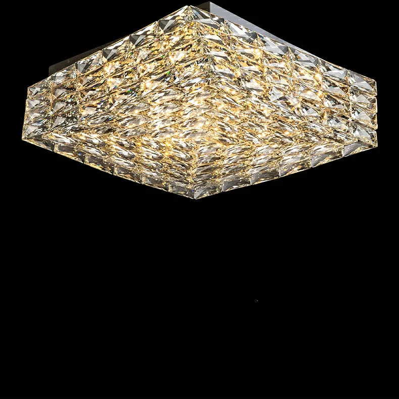 Square Crystal Flush Mounted Living/ Bedroom Chandelier Shining Ceiling Lighting Fixture For Hotel Decor - Image 4