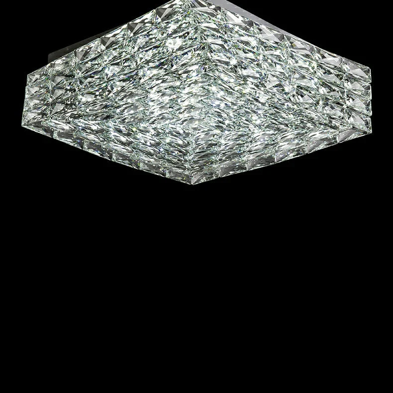 Square Crystal Flush Mounted Living/ Bedroom Chandelier Shining Ceiling Lighting Fixture For Hotel Decor - Image 5