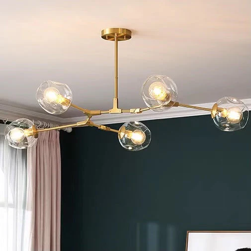 6/8-Lights  Clear Globes Glass Modern Arm Chandelier Bronze For Dining Room Or Bedroom - Image 2