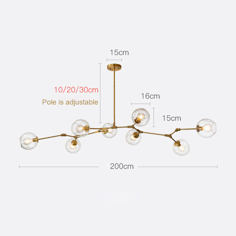 6/8-Lights  Clear Globes Glass Modern Arm Chandelier Bronze For Dining Room Or Bedroom - Image 4