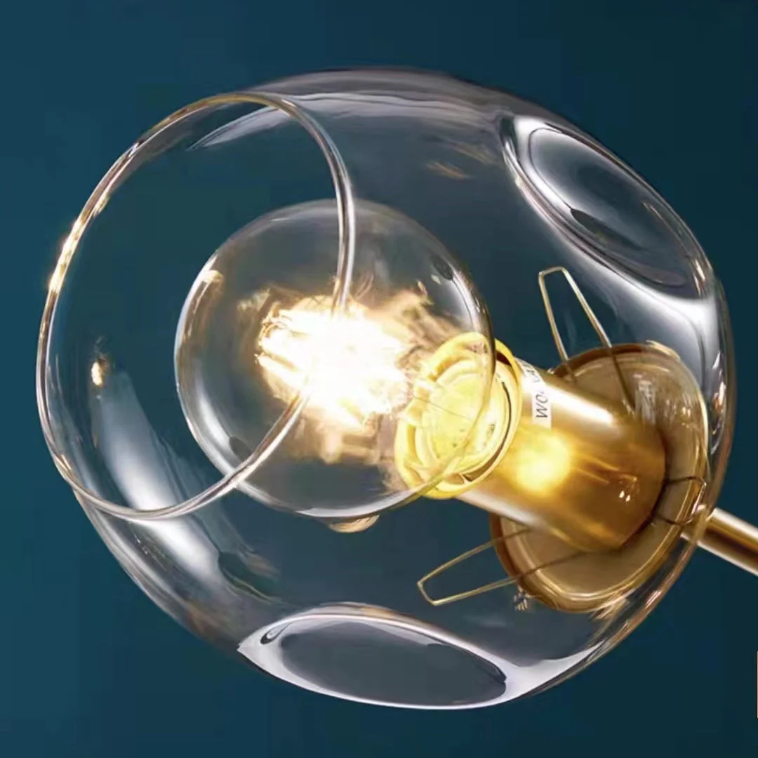 6/8-Lights  Clear Globes Glass Modern Arm Chandelier Bronze For Dining Room Or Bedroom - Image 5