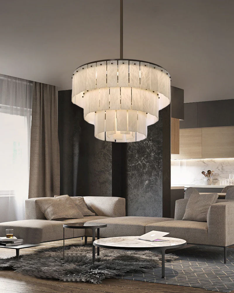 Stairwell Luxury Modern LED High Ceiling Large Alabaster Chandelier - Image 10