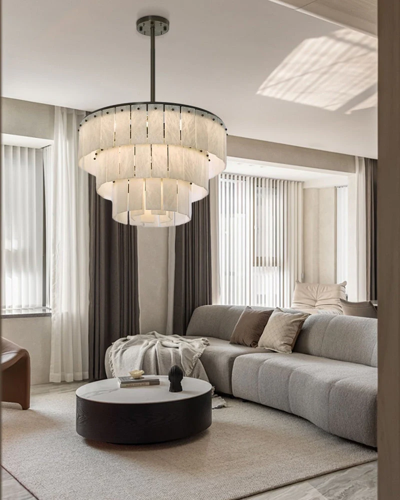 Stairwell Luxury Modern LED High Ceiling Large Alabaster Chandelier - Image 12