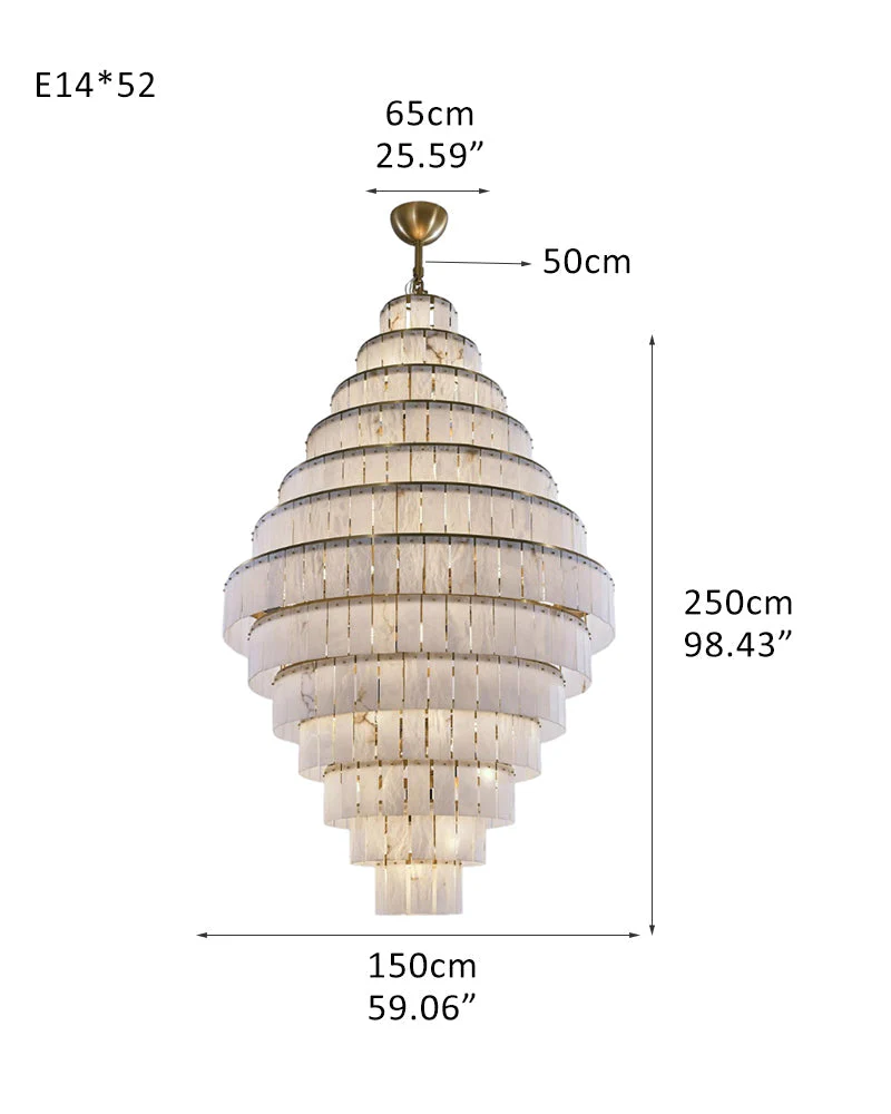 Stairwell Luxury Modern LED High Ceiling Large Alabaster Chandelier - Image 21