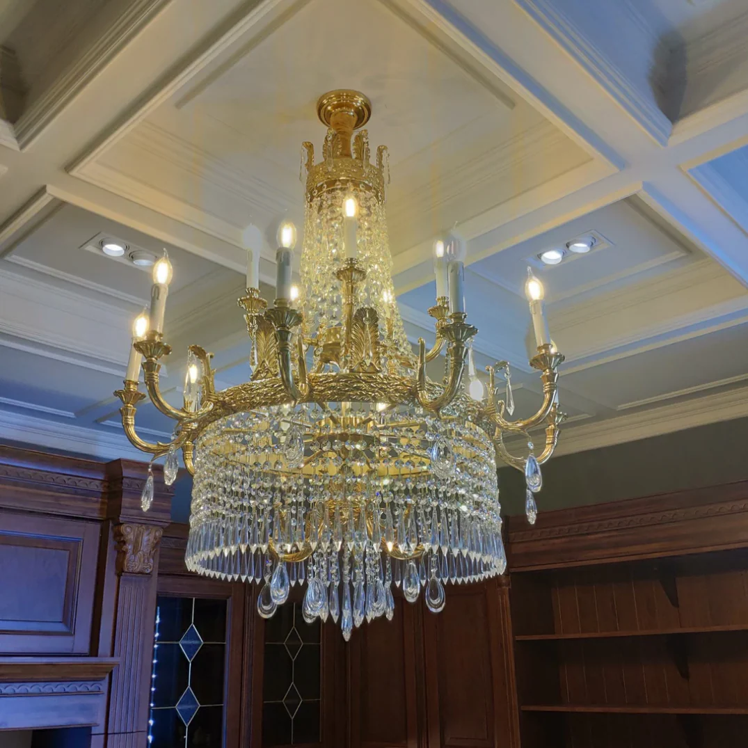Stunning Oversized Luxury Golden Metal Candle Crystal Tassel Chandelier  For High-ceiling Staircase/Entryway/Living/Meeting Room - Image 10