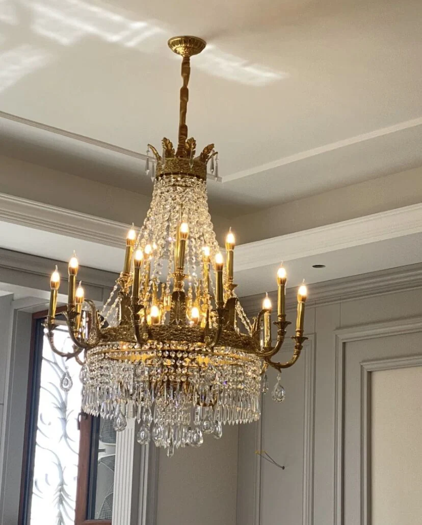 Stunning Oversized Luxury Golden Metal Candle Crystal Tassel Chandelier  For High-ceiling Staircase/Entryway/Living/Meeting Room - Image 11