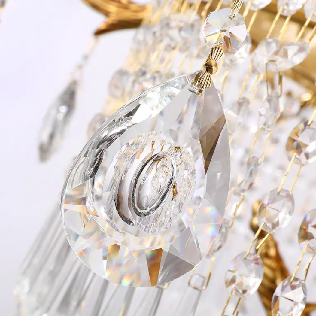 Stunning Oversized Luxury Golden Metal Candle Crystal Tassel Chandelier  For High-ceiling Staircase/Entryway/Living/Meeting Room - Image 19