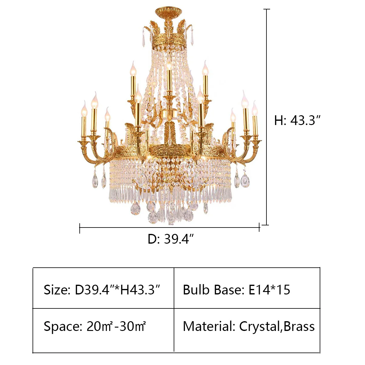 Stunning Oversized Luxury Golden Metal Candle Crystal Tassel Chandelier  For High-ceiling Staircase/Entryway/Living/Meeting Room - Image 22