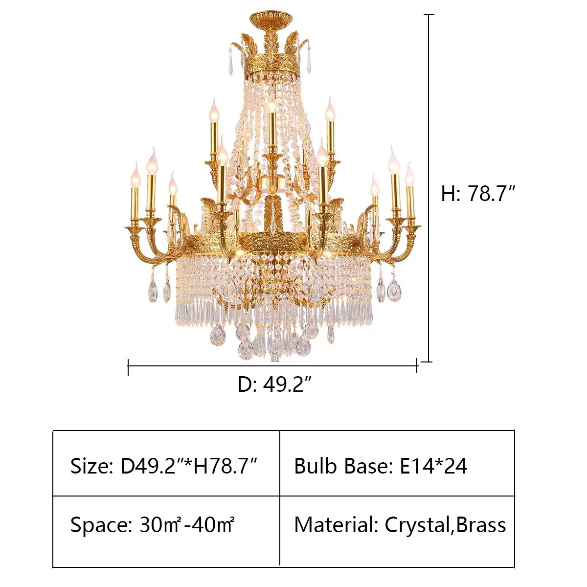 Stunning Oversized Luxury Golden Metal Candle Crystal Tassel Chandelier  For High-ceiling Staircase/Entryway/Living/Meeting Room - Image 24