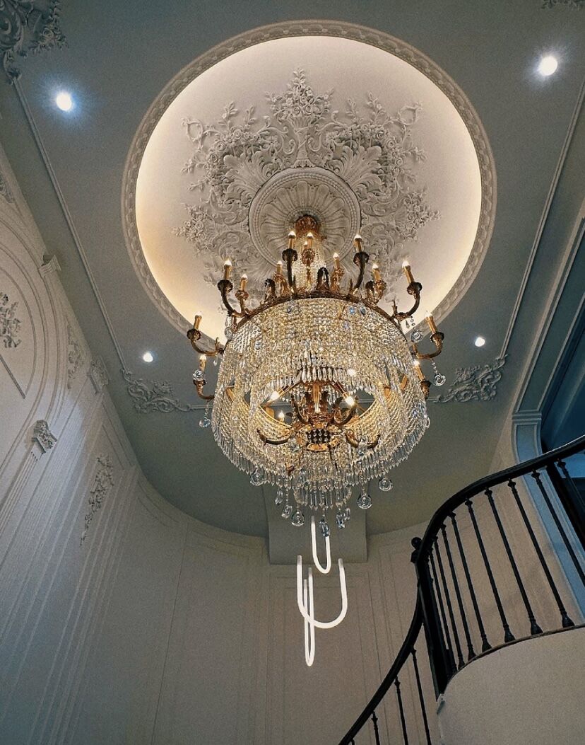Stunning Oversized Luxury Golden Metal Candle Crystal Tassel Chandelier  For High-ceiling Staircase/Entryway/Living/Meeting Room - Image 3
