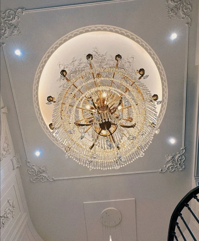 Stunning Oversized Luxury Golden Metal Candle Crystal Tassel Chandelier  For High-ceiling Staircase/Entryway/Living/Meeting Room - Image 4