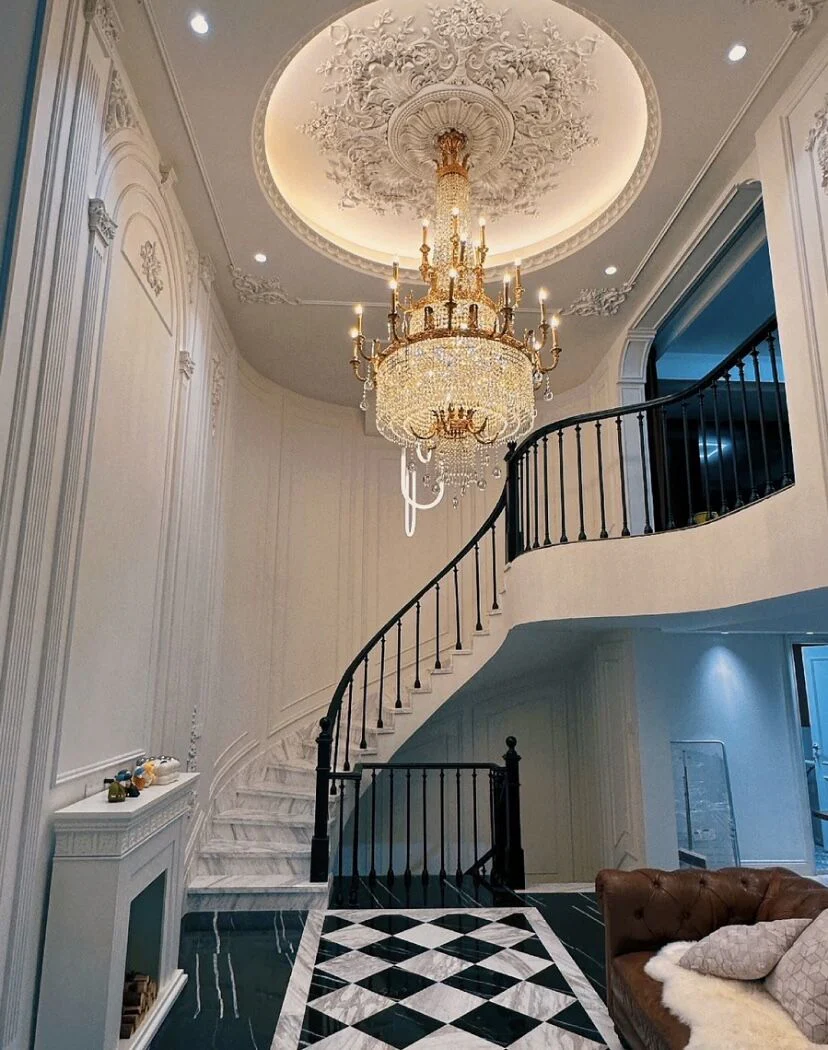 Stunning Oversized Luxury Golden Metal Candle Crystal Tassel Chandelier  For High-ceiling Staircase/Entryway/Living/Meeting Room - Image 6