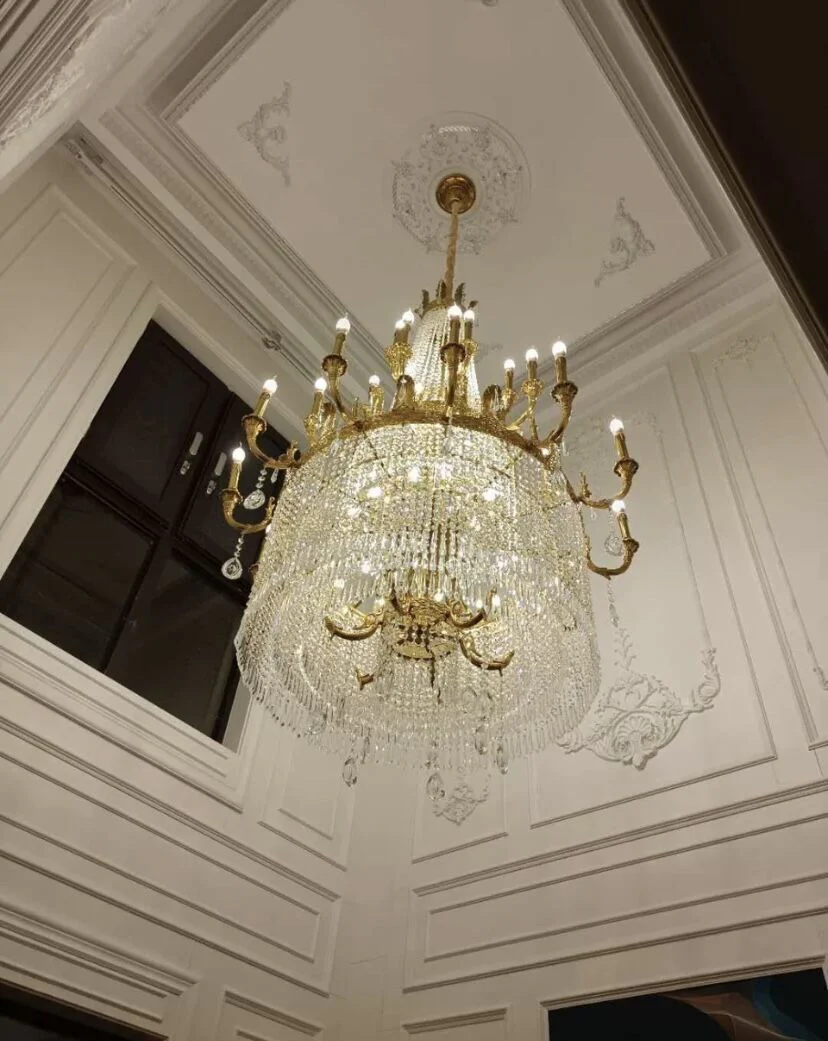 Stunning Oversized Luxury Golden Metal Candle Crystal Tassel Chandelier  For High-ceiling Staircase/Entryway/Living/Meeting Room - Image 9