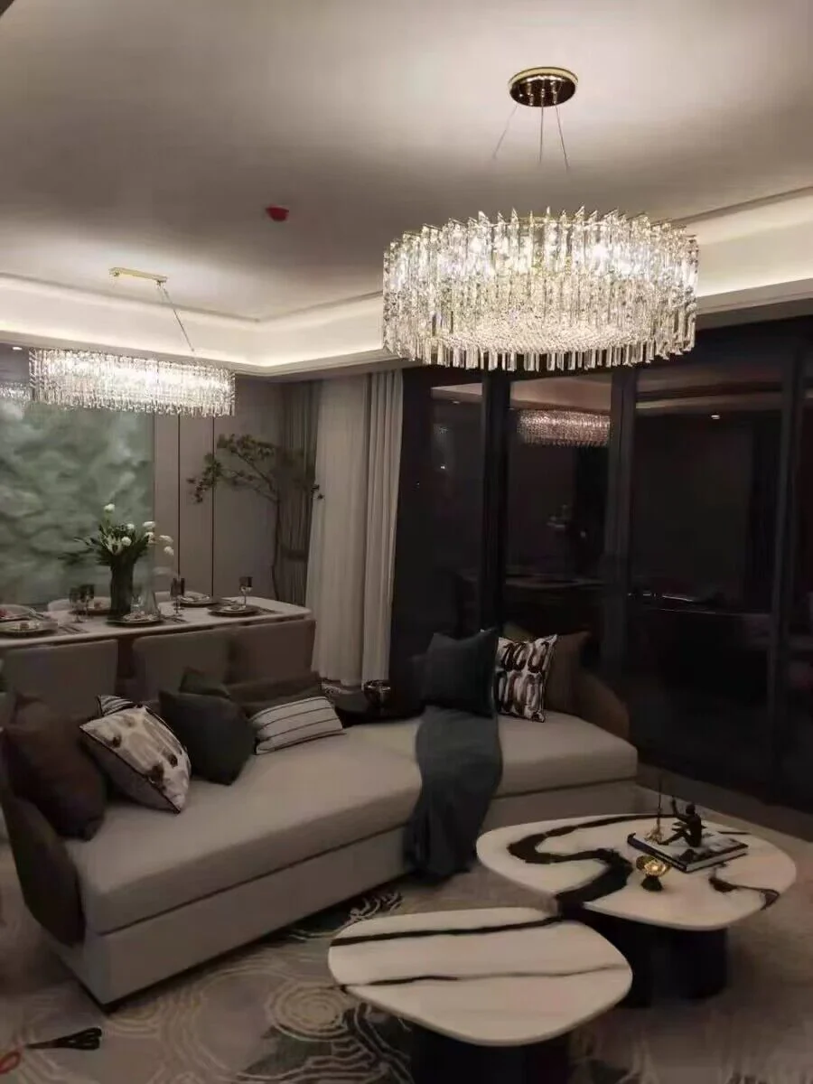 Chrome Silver Stylish Round Crystal Chandelier Modern Ceiling Pendant Light For Living Room/ Bedroom - Image 10