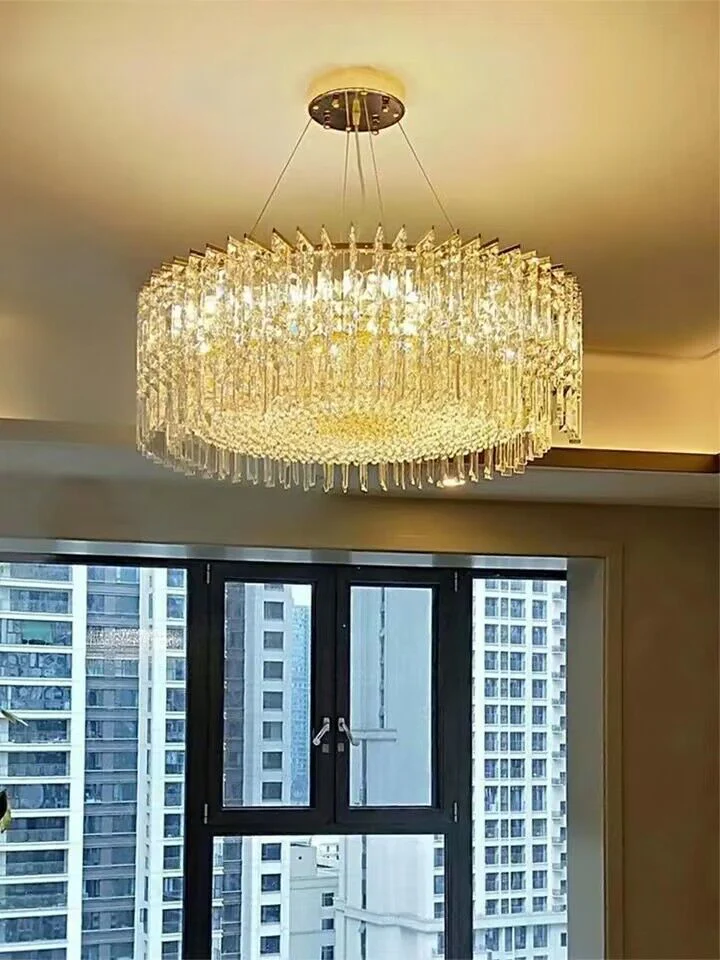 Chrome Silver Stylish Round Crystal Chandelier Modern Ceiling Pendant Light For Living Room/ Bedroom - Image 12