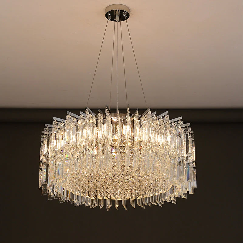 Chrome Silver Stylish Round Crystal Chandelier Modern Ceiling Pendant Light For Living Room/ Bedroom - Image 13
