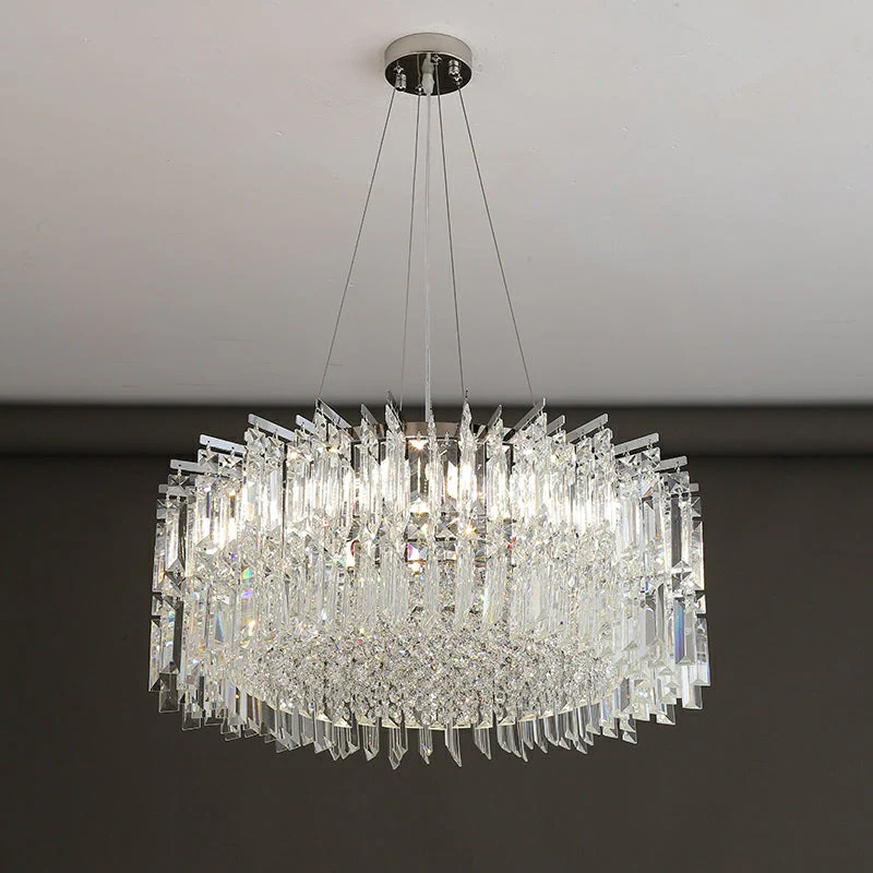 Chrome Silver Stylish Round Crystal Chandelier Modern Ceiling Pendant Light For Living Room/ Bedroom - Image 14