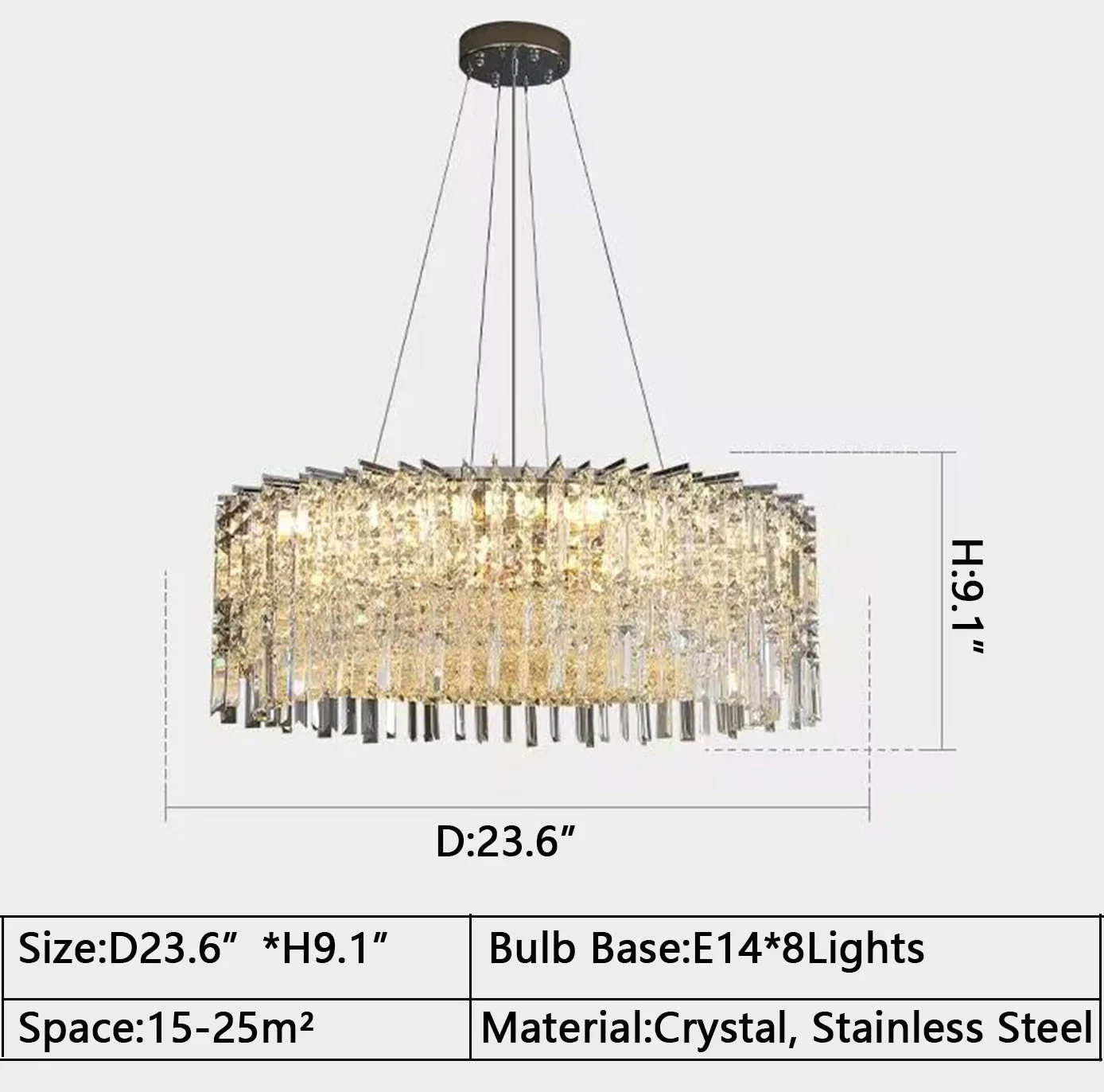 Chrome Silver Stylish Round Crystal Chandelier Modern Ceiling Pendant Light For Living Room/ Bedroom - Image 19
