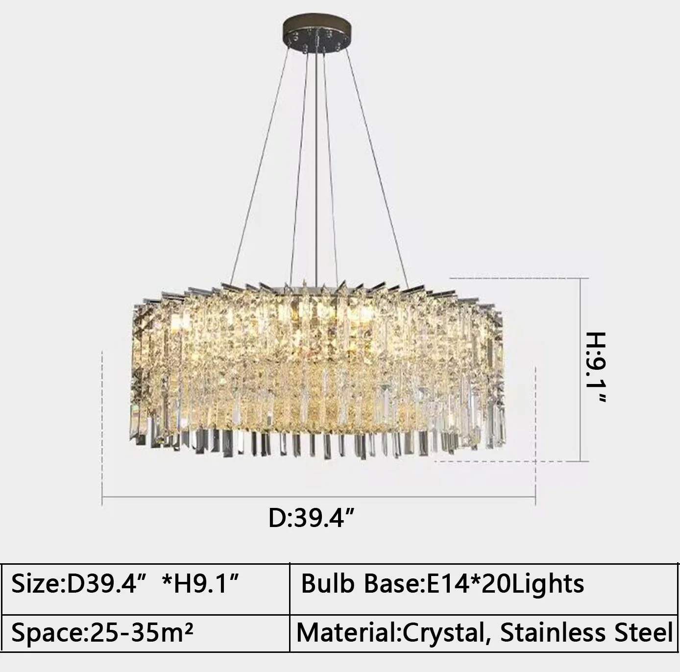 Chrome Silver Stylish Round Crystal Chandelier Modern Ceiling Pendant Light For Living Room/ Bedroom - Image 21