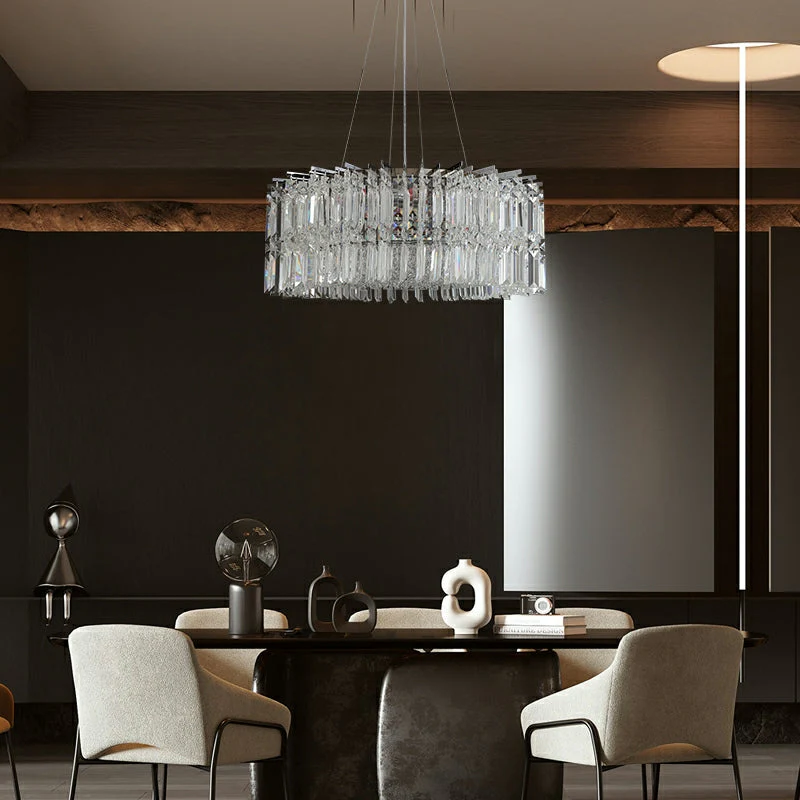 Chrome Silver Stylish Round Crystal Chandelier Modern Ceiling Pendant Light For Living Room/ Bedroom - Image 7