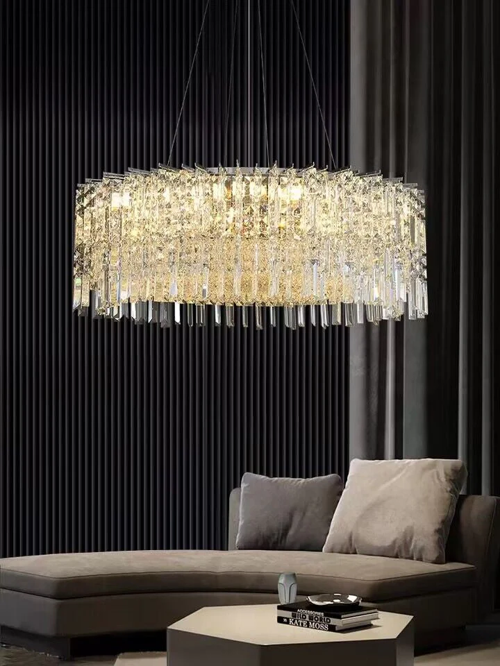 Chrome Silver Stylish Round Crystal Chandelier Modern Ceiling Pendant Light For Living Room/ Bedroom - Image 8