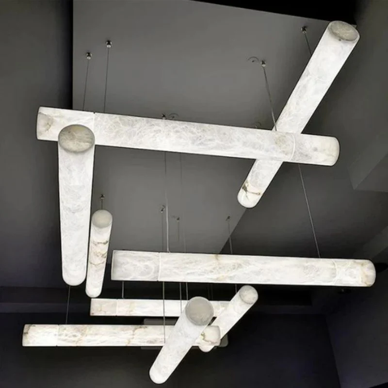 Sylvia Alabaster Linear Pendant Light Over Kitchen Island - Image 4