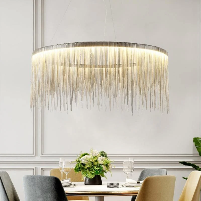 Tammy Aluminum Chain Tassel Round Chandelier for Living Room - Image 3
