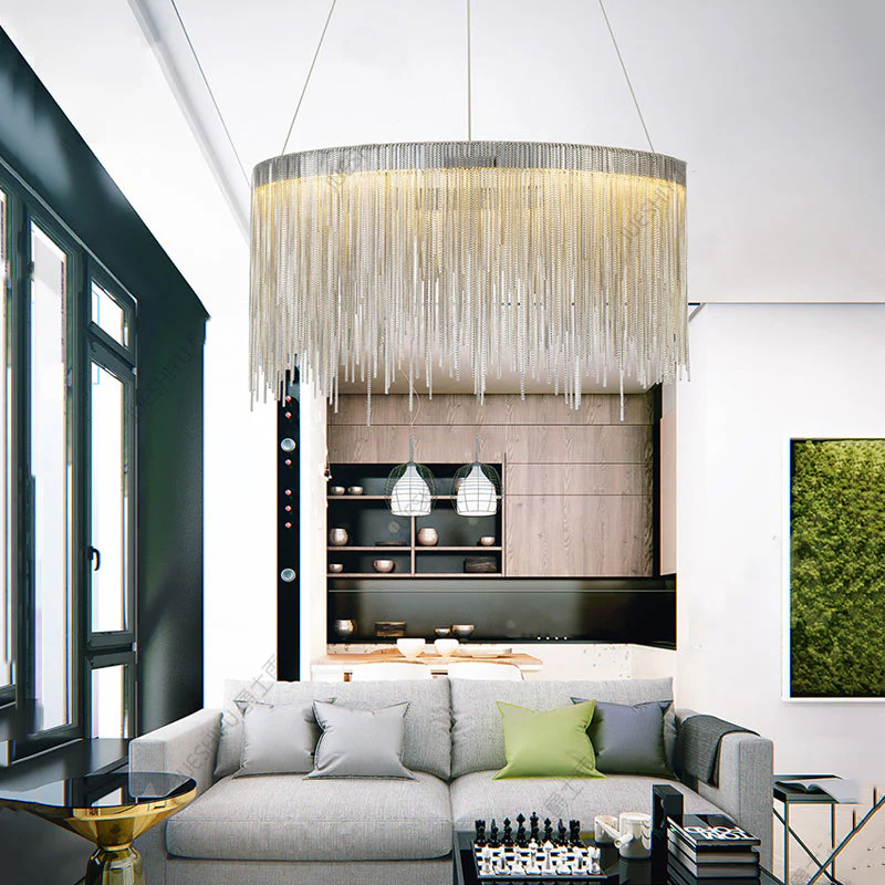 Tammy Aluminum Chain Tassel Round Chandelier for Living Room - Image 4