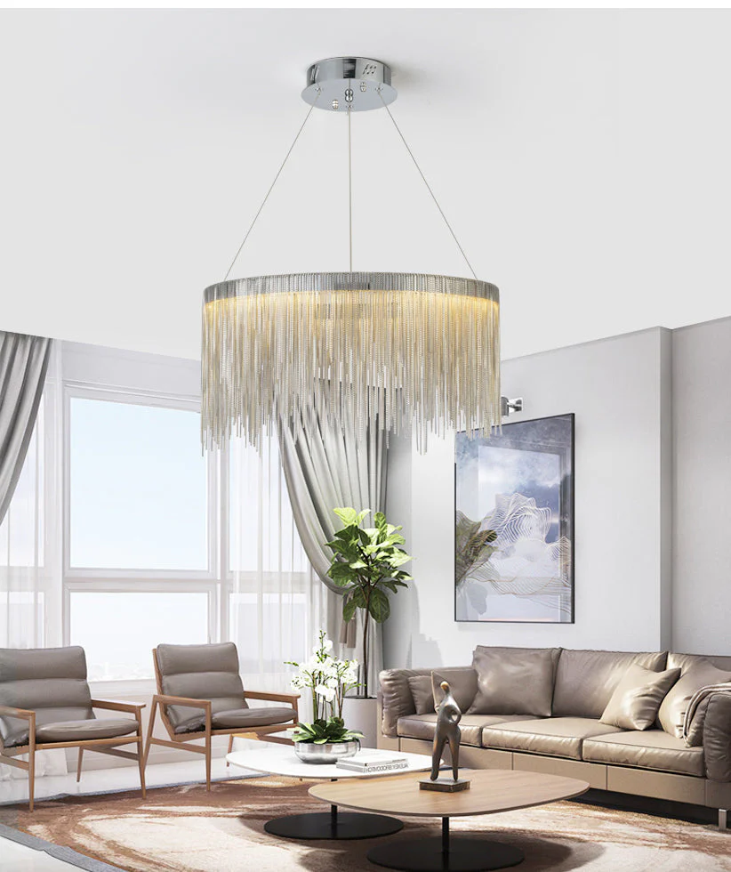Tammy Aluminum Chain Tassel Round Chandelier for Living Room - Image 5