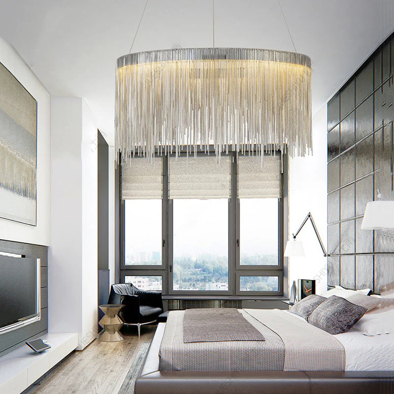 Tammy Aluminum Chain Tassel Round Chandelier for Living Room - Image 6