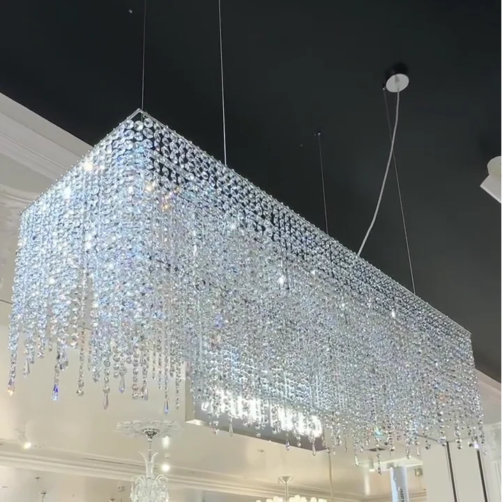 Tassel Rectangle Crystal Chandelier For Dining Room Island Kitchen - Image 2