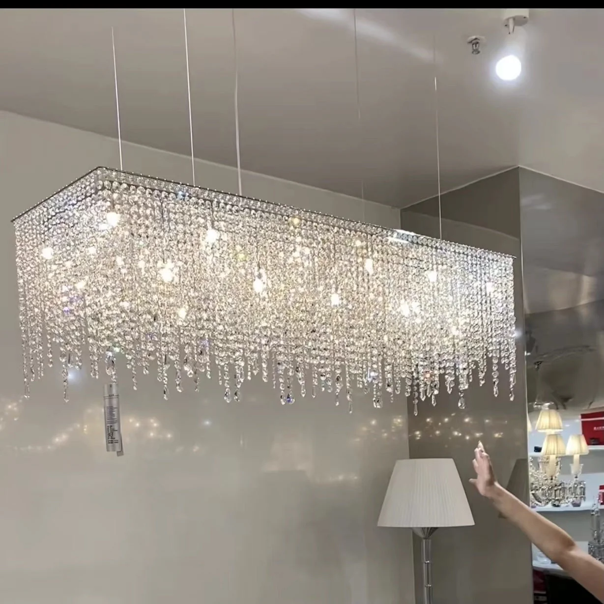 Tassel Rectangle Crystal Chandelier For Dining Room Island Kitchen - Image 3