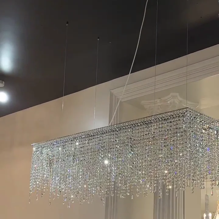 Tassel Rectangle Crystal Chandelier For Dining Room Island Kitchen - Image 5