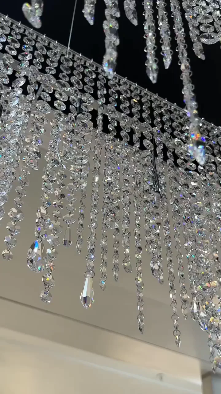 Tassel Rectangle Crystal Chandelier For Dining Room Island Kitchen - Image 6