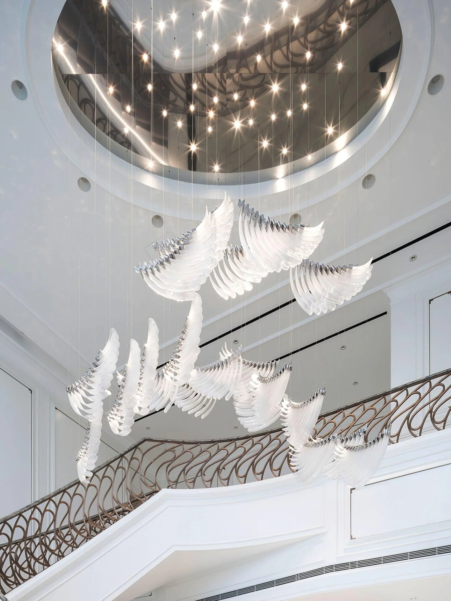 Tiered Palmette Glass Long Designer Pendant Chandelier - Image 12