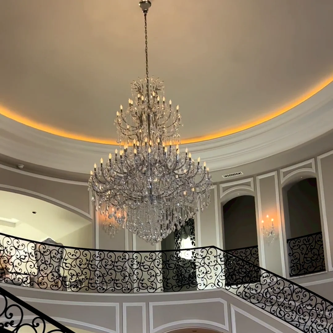 Traditional Candle Crystal Chandelier for Staircase/Foyer/Living Room/Villa - Image 6