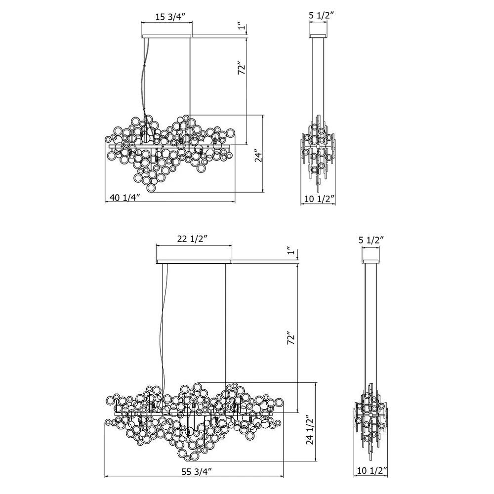 Trento Clustered Glass Linear Chandelier - Image 9