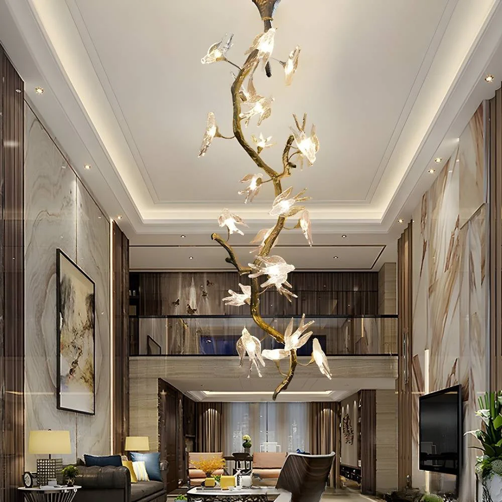 Crissy Branch Brass Bird Branch Staircase Chandelier - Image 4
