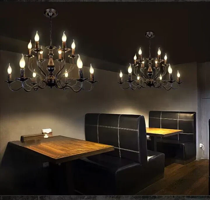 Vintage Country Style Multi-layer Iron Electronic Candle Chandelier for Study / Living Room / Cafe - Image 10