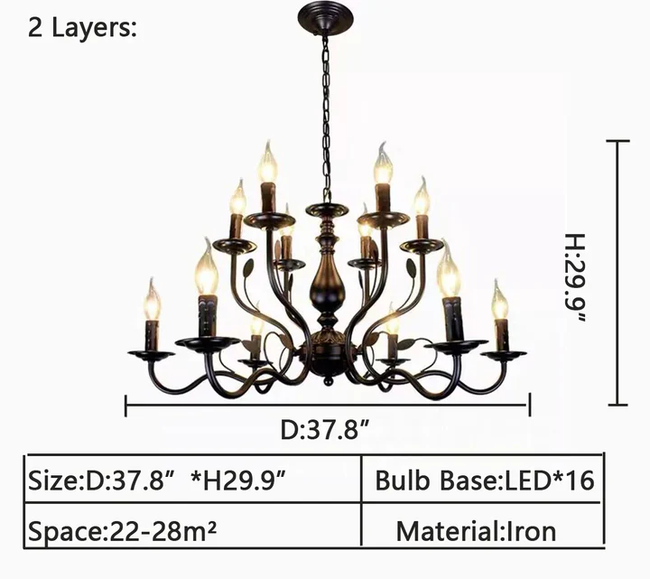 Vintage Country Style Multi-layer Iron Electronic Candle Chandelier for Study / Living Room / Cafe - Image 14