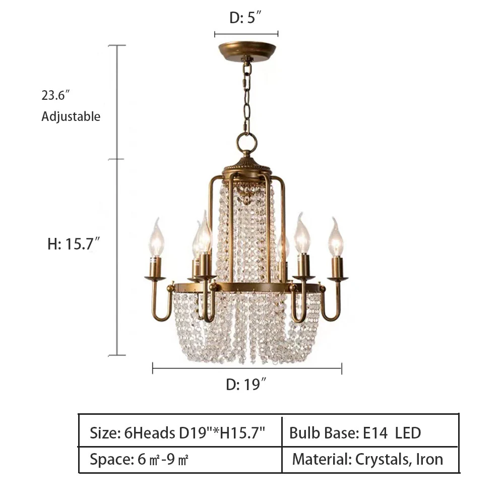 Vintage Crystal Pendant Candle Light in Antique Gold Finish Chandelier for Living Room/Bedroom - Image 10